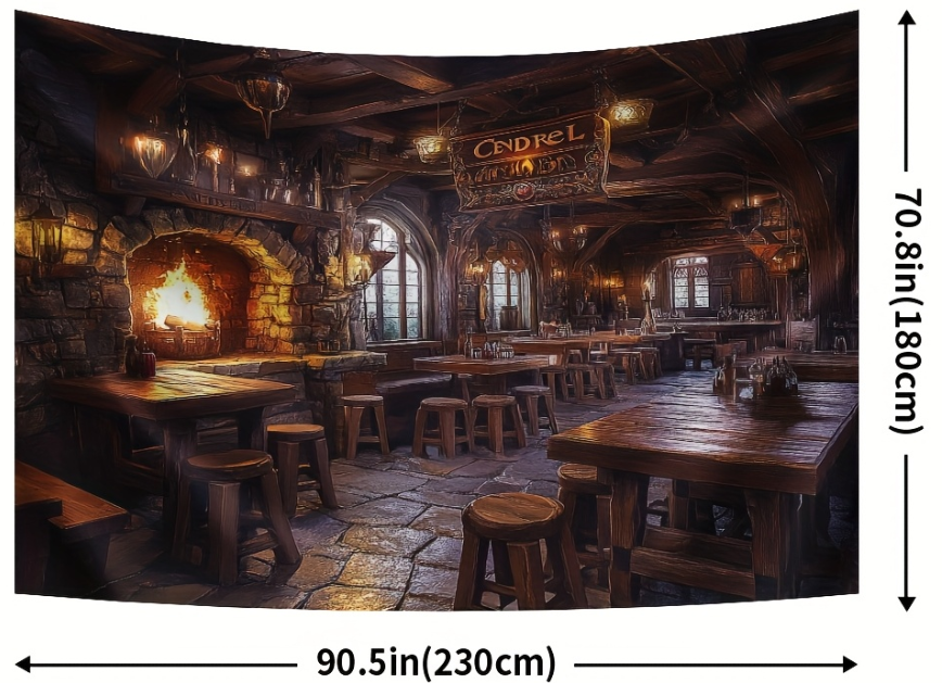 Tavern with Fireplace Backdrop