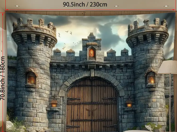 Castle Wall with Gate Backdrop
