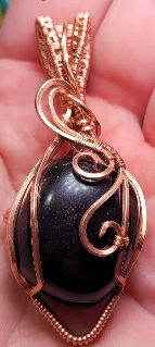 Obsidian Tumble Wrapped in Copper