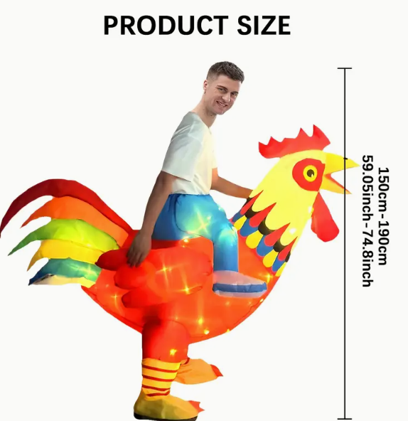 Inflatable Light up Rooster Mount Costume