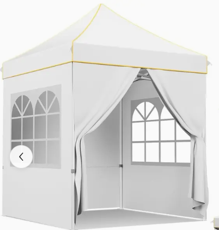 6.5'x 6.5' Outdoor Ez Pop Up Canopy- White w Yellow Trim
