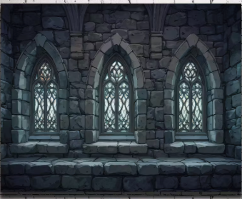 Stone Wall with Gothic Windows