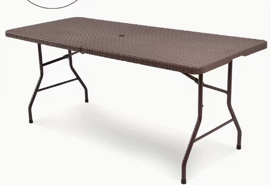 Folding Brown Rattan Table
